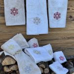 Set Spugna+Ricamo Fiocco di Neve : Salvietta 40x60cm e Ospite 60x100cm